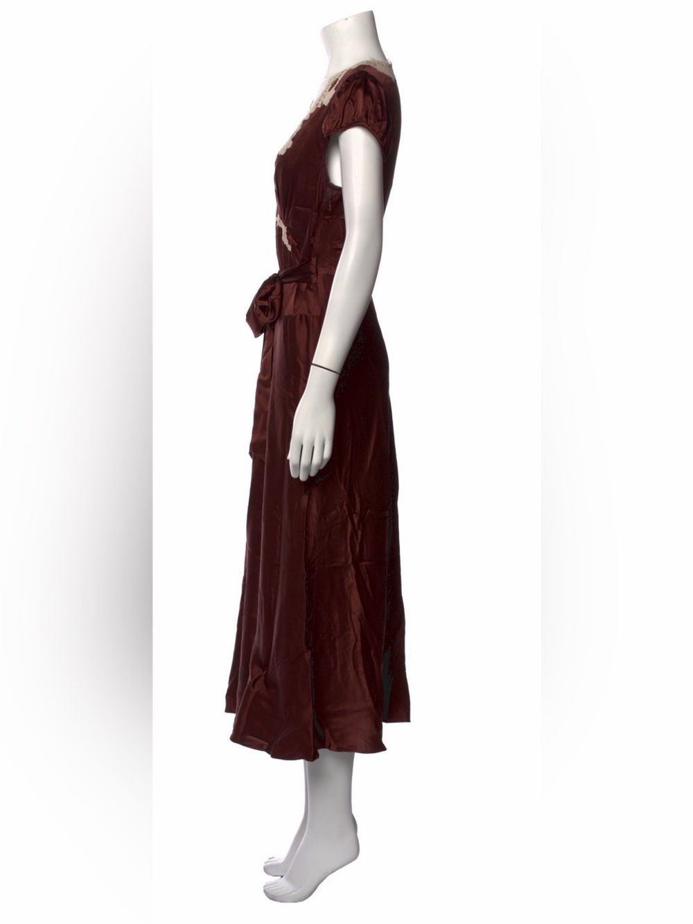 DOEN Coraline corded lace-trimmed silk-satin midi dress - Picture 3 of 5